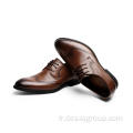 Pointe de l&#39;aile chaussures pour hommes en cuir brunis